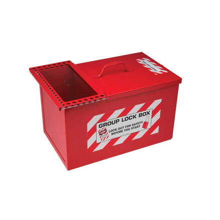 METAL STORAGE LOCK BOX,LARGE,RED