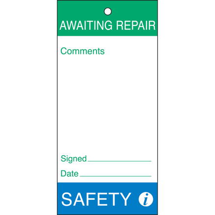 TAG-E- AWAITING REPAIR.-75X160MM