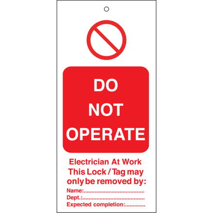 TAG-E DO NOT OPERATE E.D.-75X160MM
