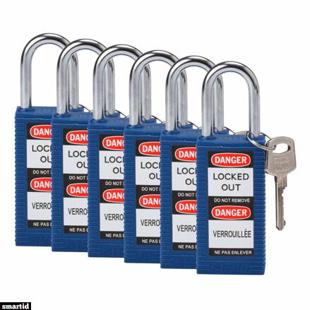 LONG BODY SFTY LOCK, 1.5" KD BLUE 6/PK