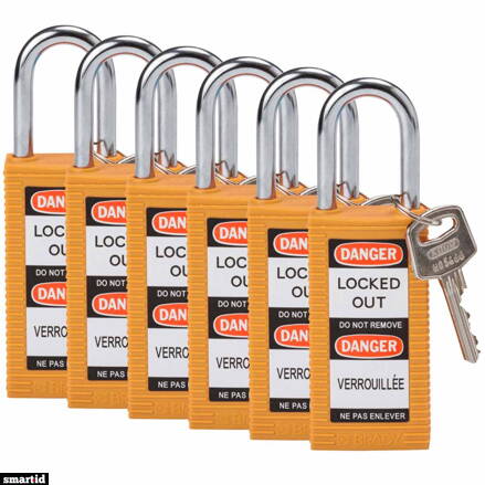LONG BODY SFTY LOCK, 1.5" KD ORANGE 6/PK