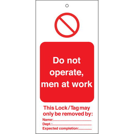 TAG-E-DO NOT OPERATE, MEN AT WORK-50X110