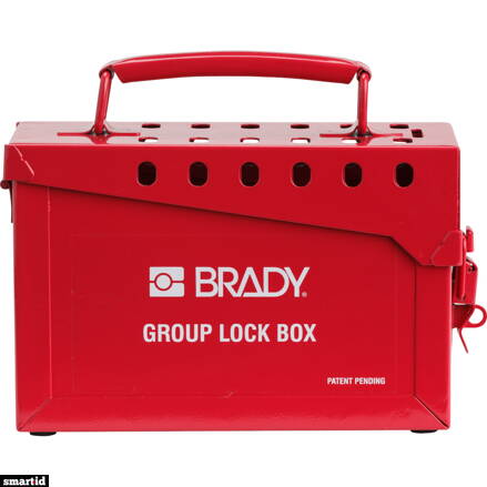 METAL LOCK BOX, 13 LOCK, RED