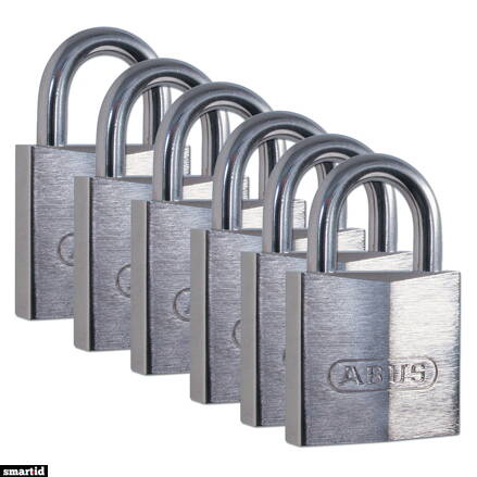 BRASS PADLOCK 49 MM SS SHACKLE 6 PK