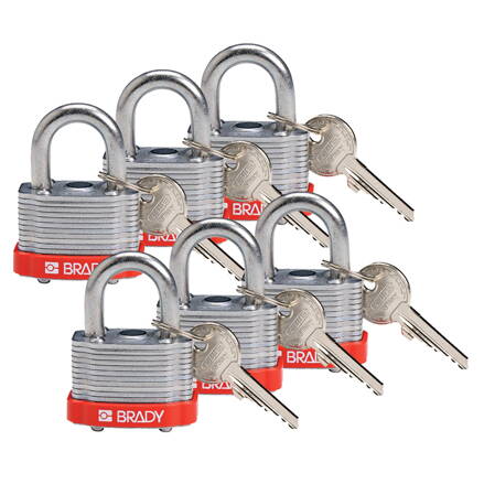 STEEL PADLOCK 20MM SHA KD RED/6