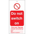 LOCKOUT TAG DO NOT SWITCH ON-50X110MM