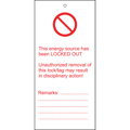 LOCKOUT TAG DO NOT SWITCH ON 50X110MM