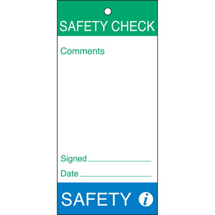 TAG-E- SAFETY CHECK..-75X160MM