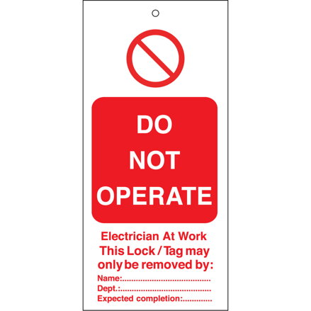TAG-E DO NOT OPERATE E.D.-75X160MM