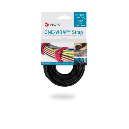 VELCRO ONE-WRAP STRAP 25mm x 300mm BK