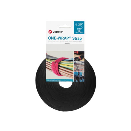 VELCRO ONE-WRAP STRAP 13mm x 200mm BK
