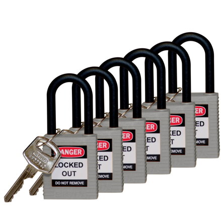 SFTY PADLOCK NYLON 38MM SHA GREY 6/PAC