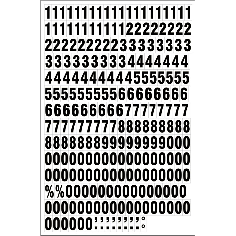 MAGNETIC NUMBERS BLACK ON WHITE 18/23MM