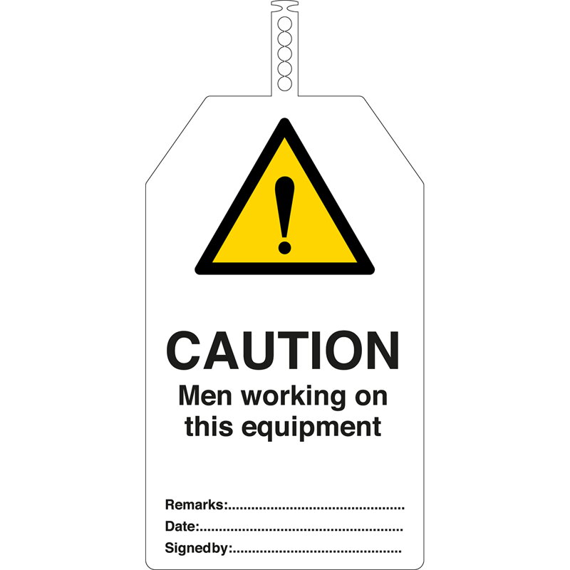 TAG-E-CAUTION MEN-145X85MM