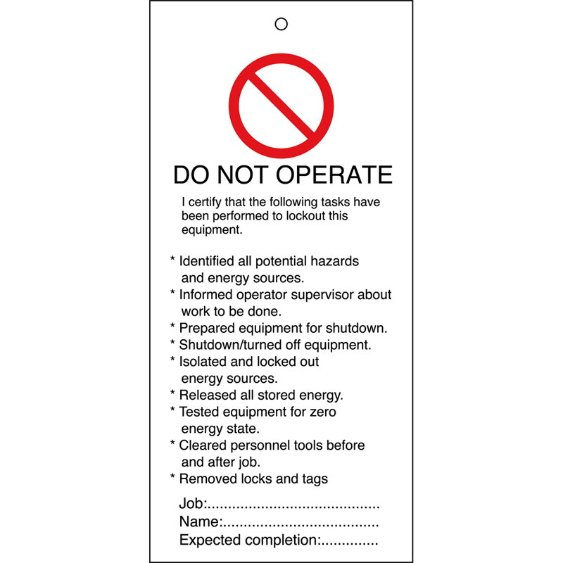 TAG-DO NOT OPERATE-50X110MM