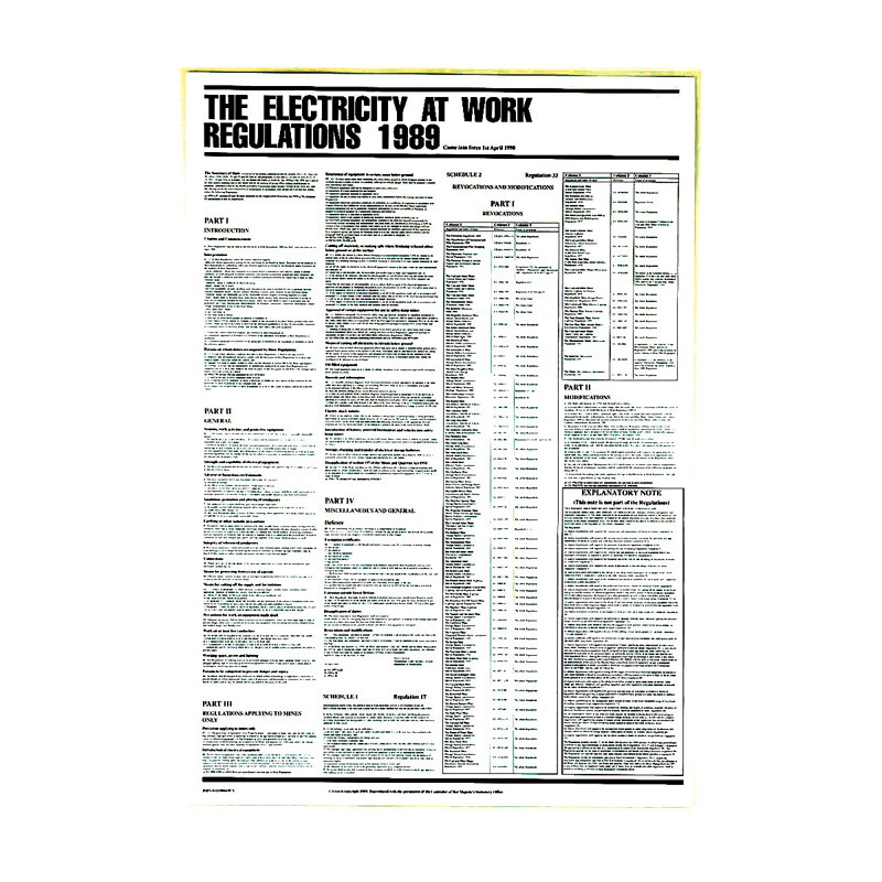 Poster - Electricity at Work Regs 1989