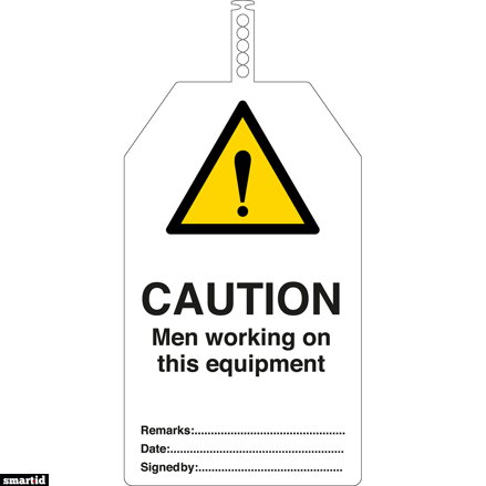TAG-E-CAUTION MEN-145X85MM